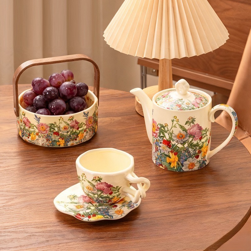Coffee Tea Gift Basket - Европейский винтажный керамический чайный сервиз с