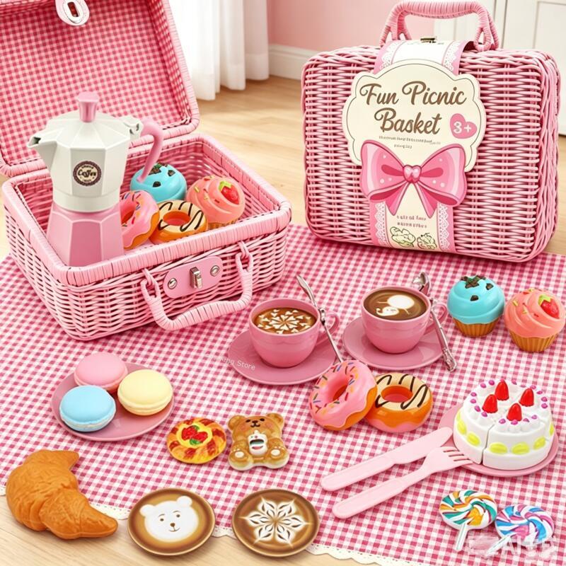 Coffee Tea Gift Basket - Игровой набор для пикника с корзиной: