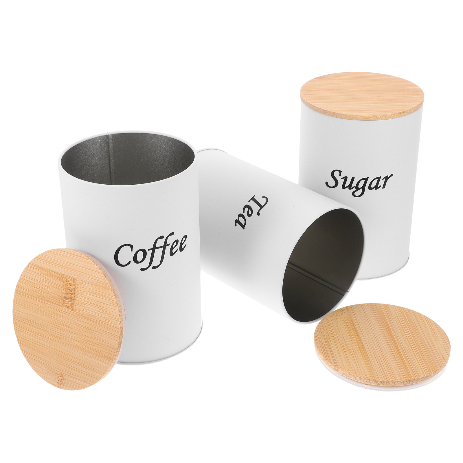 Coffee Tea Beans - Набор из 3 герметичных круглых контейнеров: