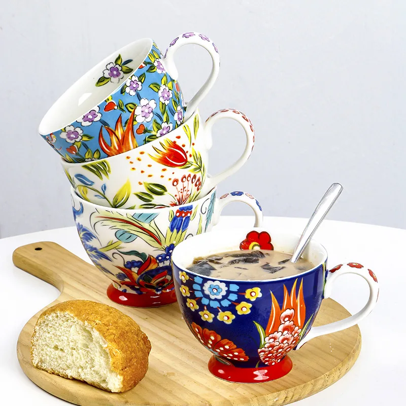 Coffee Tea And Cocoa - Керамическая кофейная кружка с цветным цветком